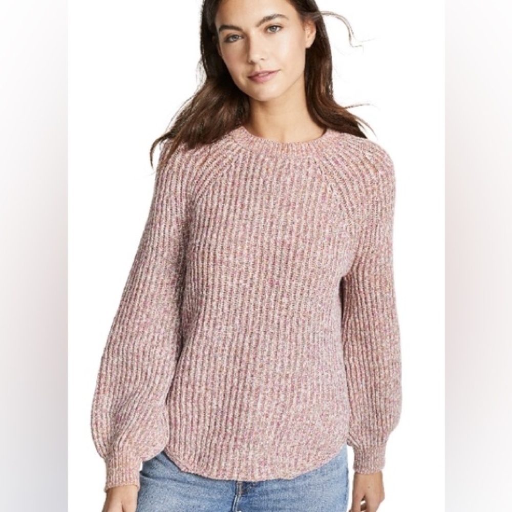 FRAME Marled Raglan Crewneck Ribbed Knit Sweater Size Small
